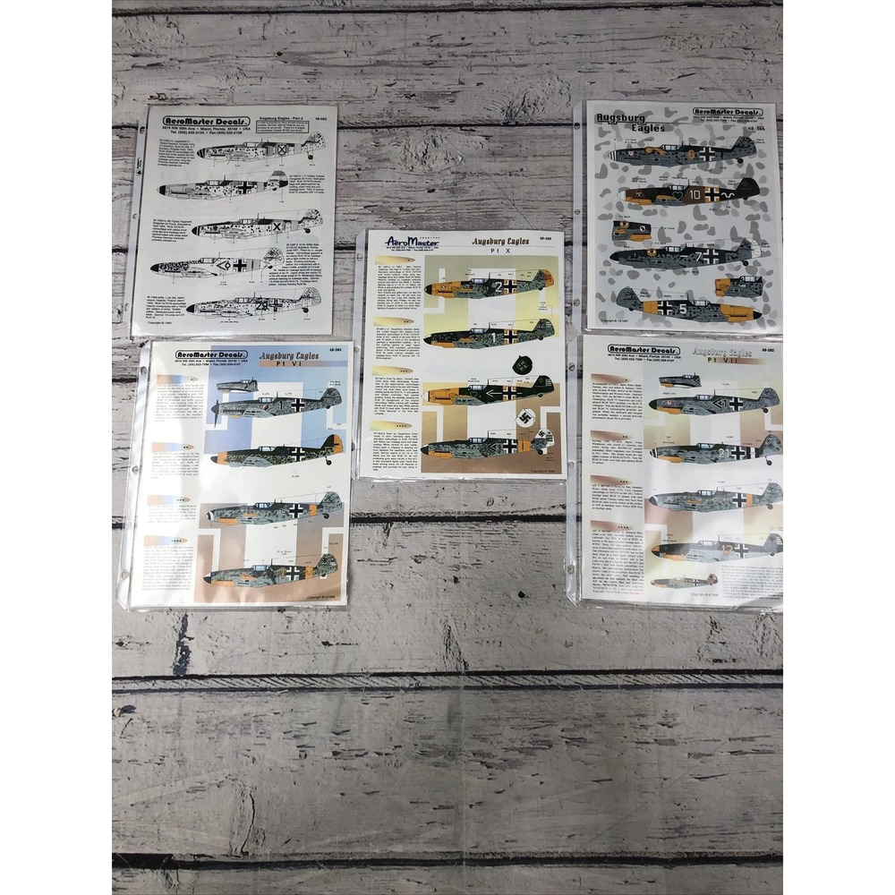 Lot of 5 AeroMaster Augsburg Eagles Bf 109 Decal Lot (5 sheets, 1/48) NEW
